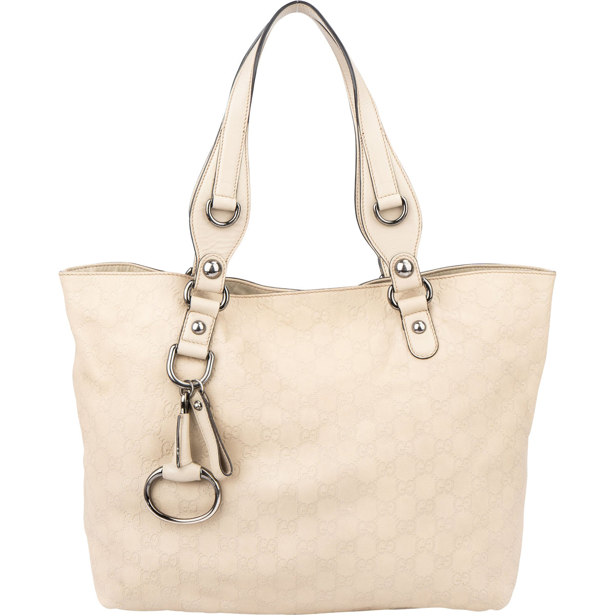 Gucci Horsebit aus GG Stoff und Leder – Vorderansicht