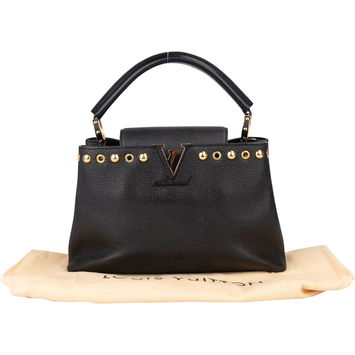 Sac à main Louis Vuitton Pins Capucines PM en cuir taurillon noir