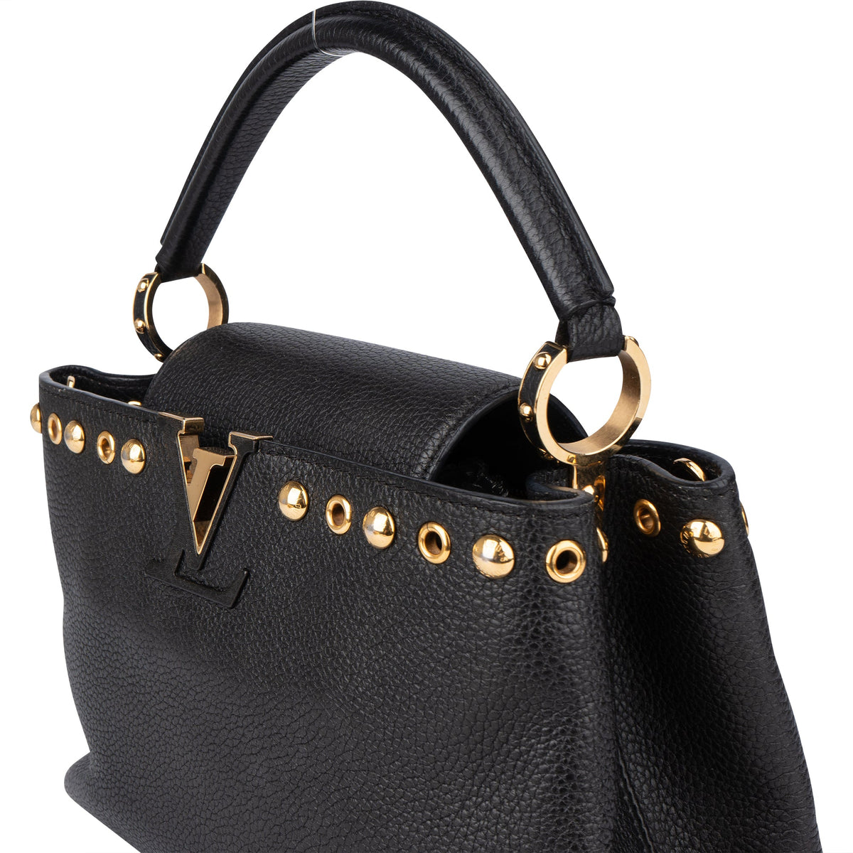 Sac à main Louis Vuitton Pins Capucines PM en cuir taurillon noir