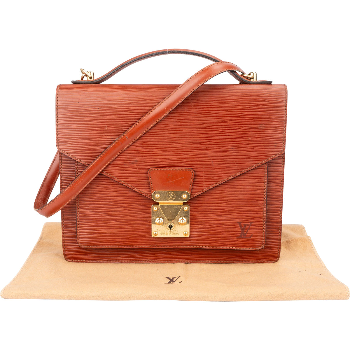 Louis Vuitton Monceau aus cognacfarbenem Epi-Leder – Ansicht 2