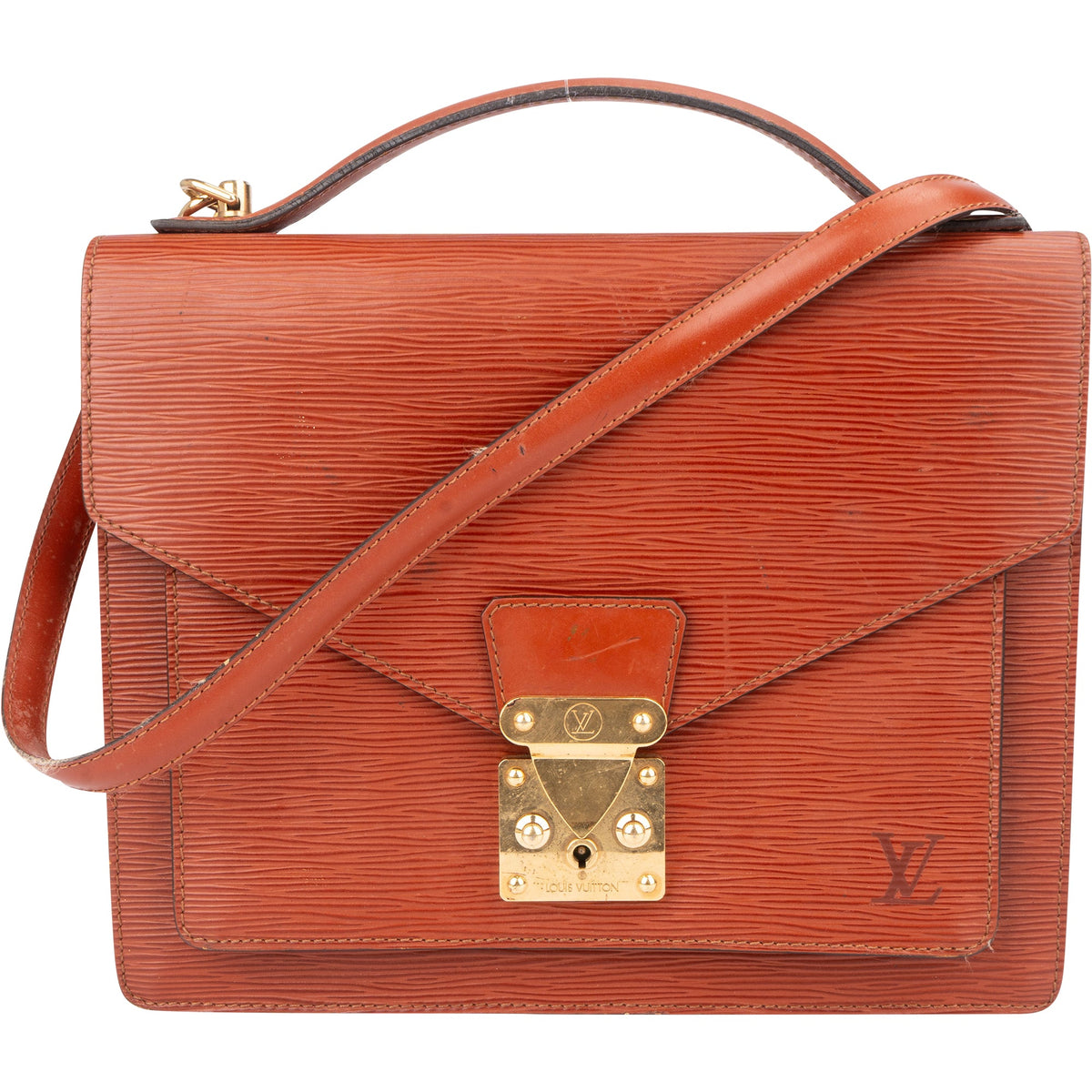 Louis Vuitton Monceau aus cognacfarbenem Epi-Leder – Vorderansicht