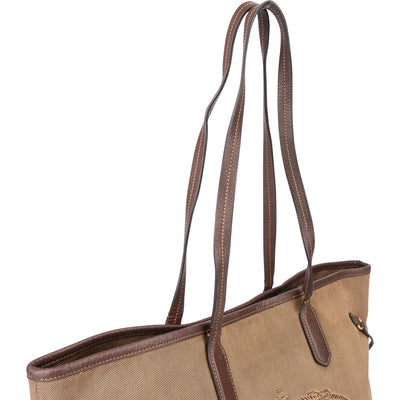 Borsa a spalla City Prada in jacquard marrone