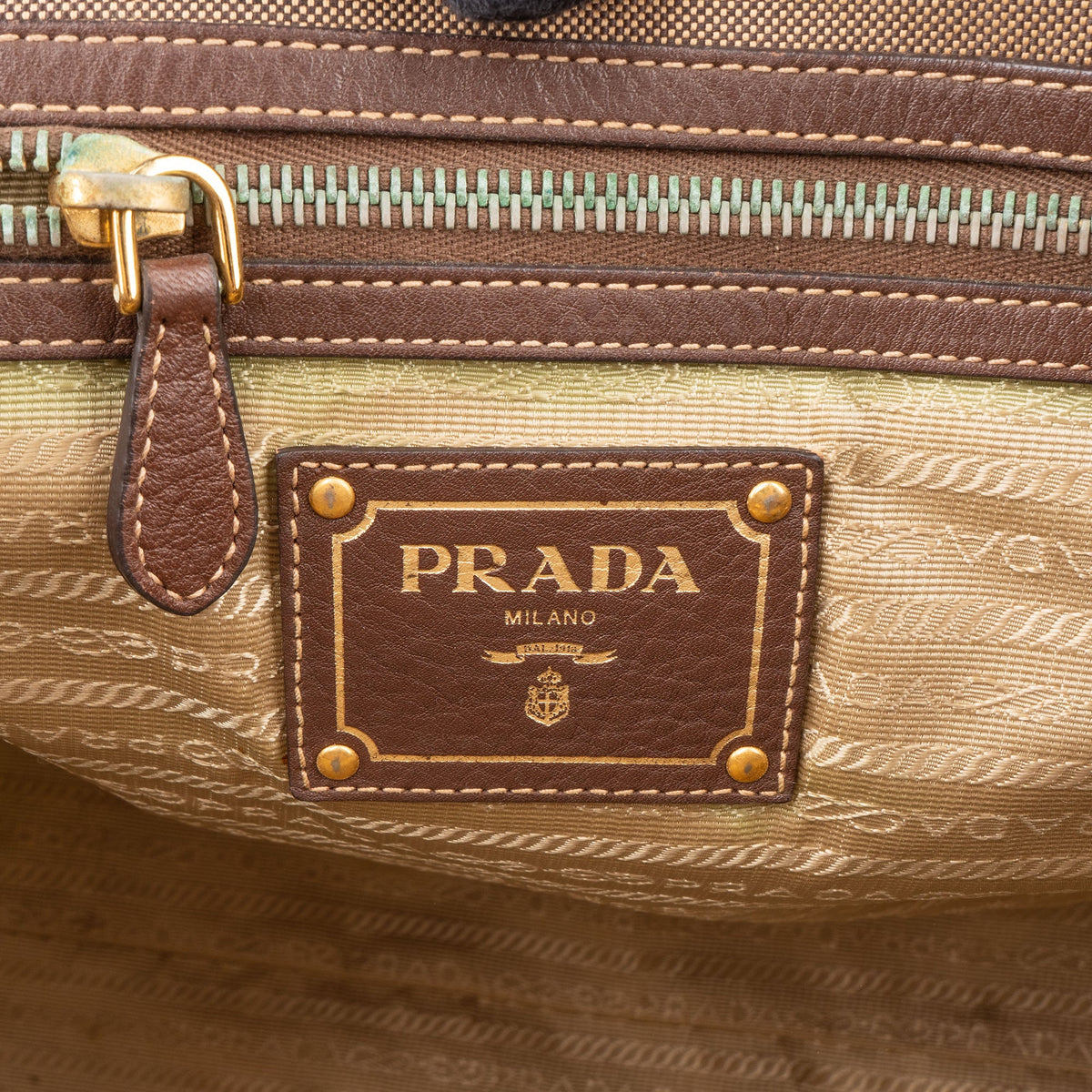 Prada City aus braunem Jacquard – Ansicht 9