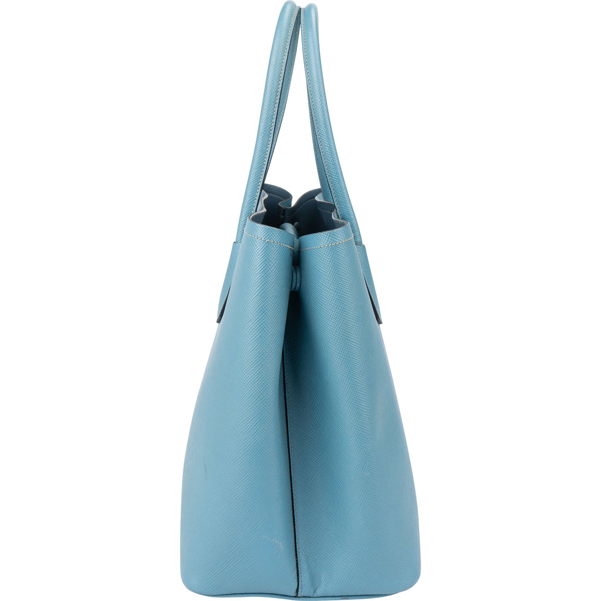 Borsa a mano Prada Double in pelle Saffiano blu