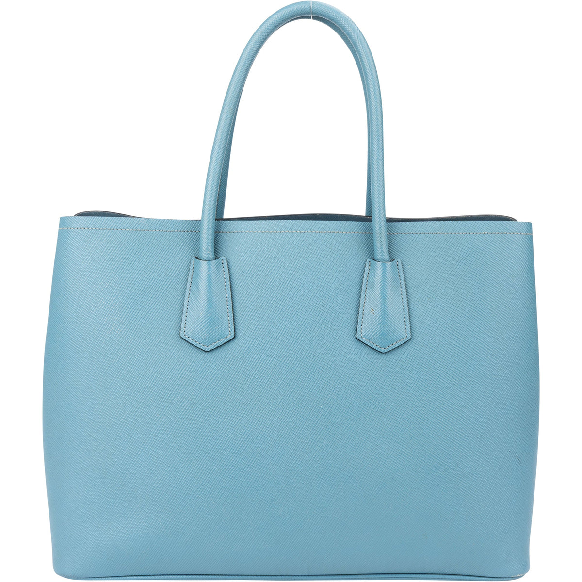 Borsa a mano Prada Double in pelle Saffiano blu