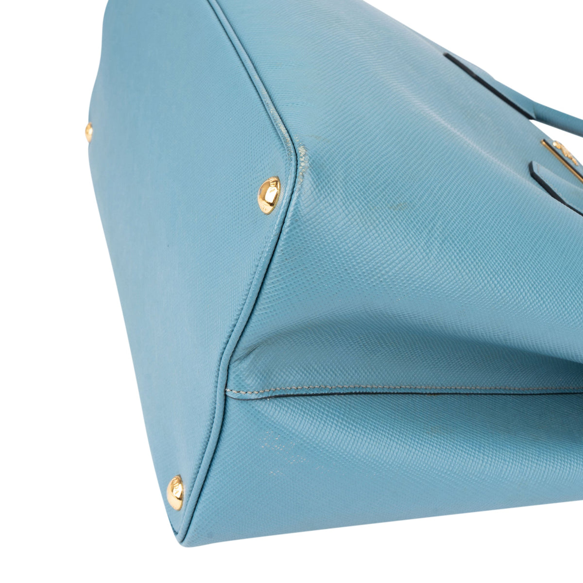 Borsa a mano Prada Double in pelle Saffiano blu