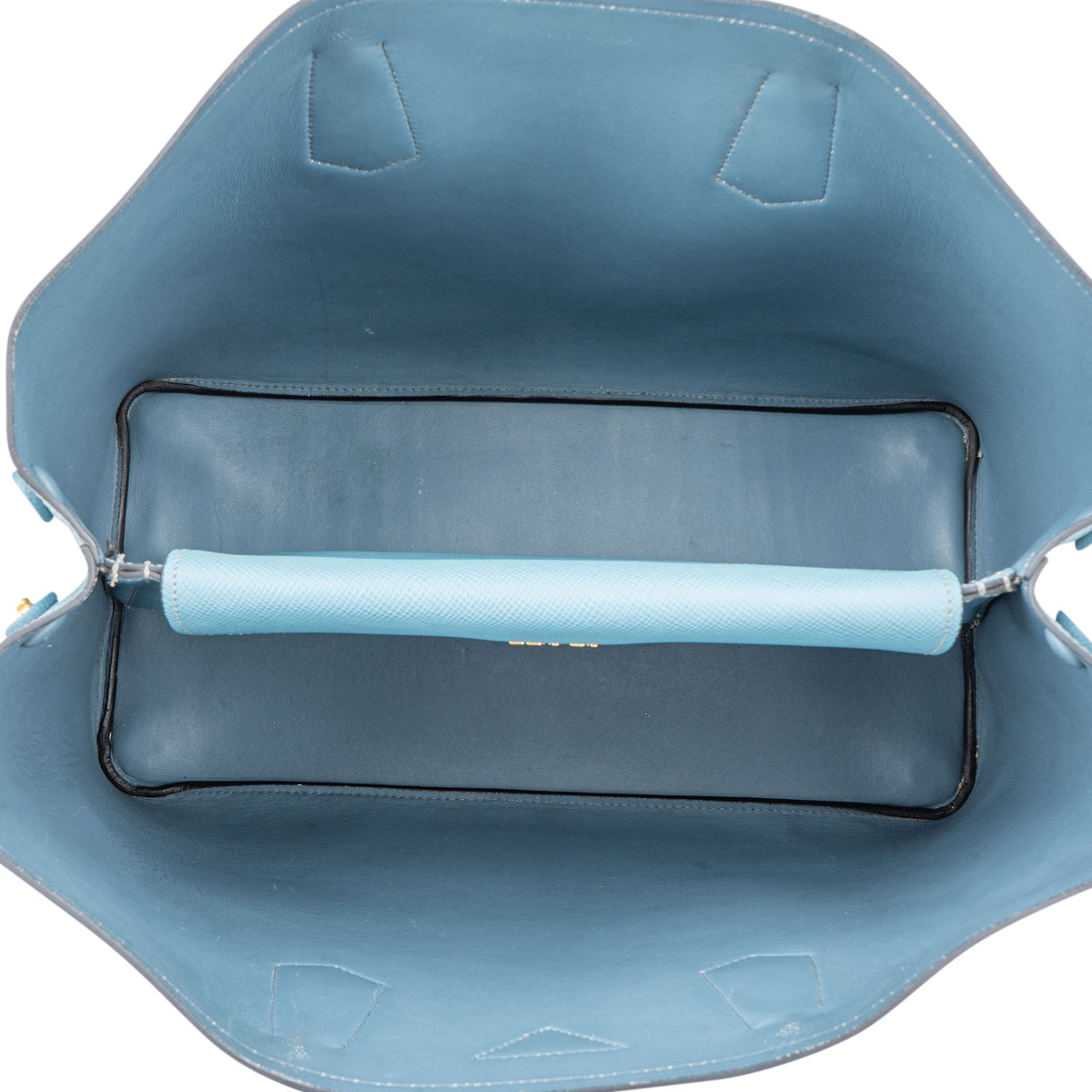 Borsa a mano Prada Double in pelle Saffiano blu