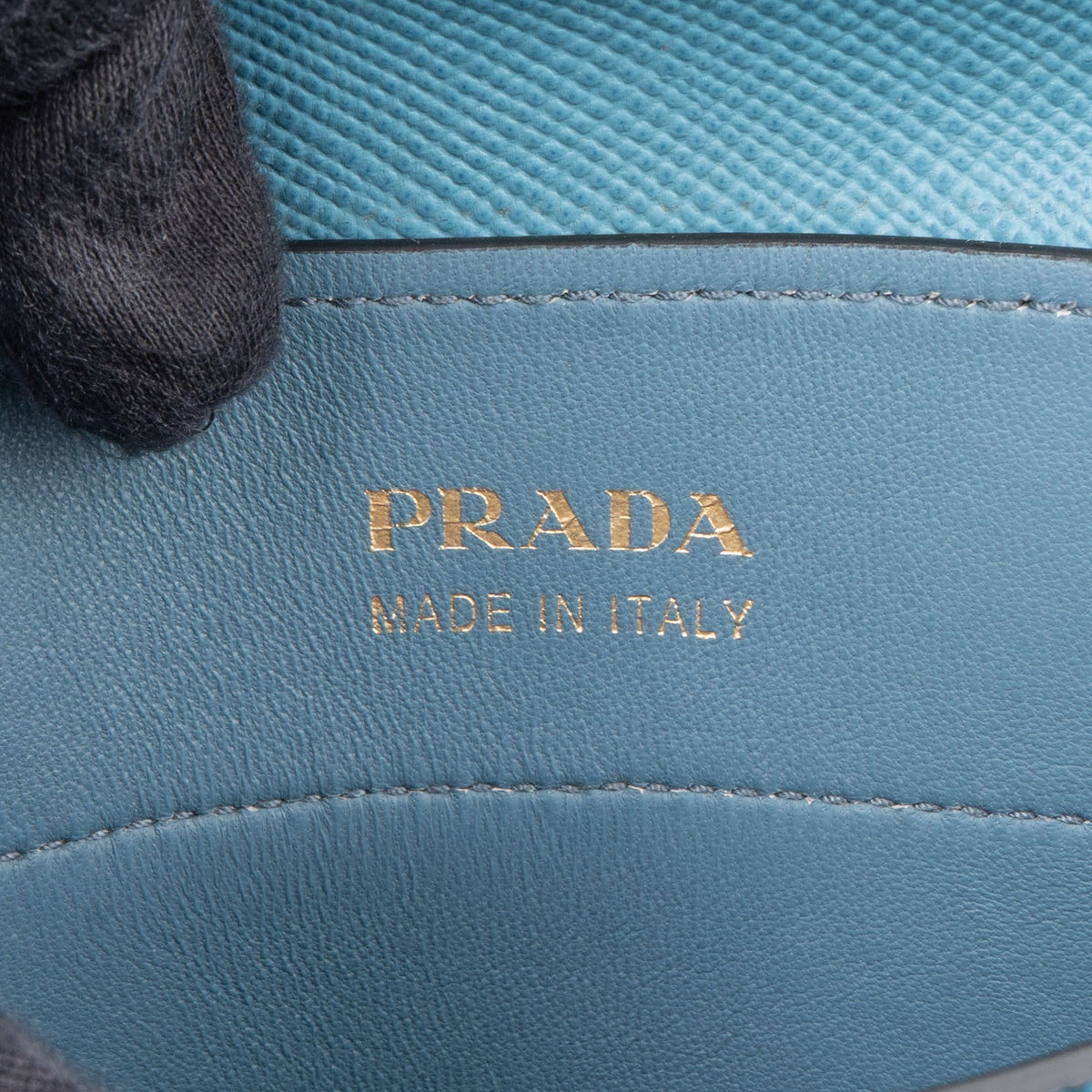 Borsa a mano Prada Double in pelle Saffiano blu