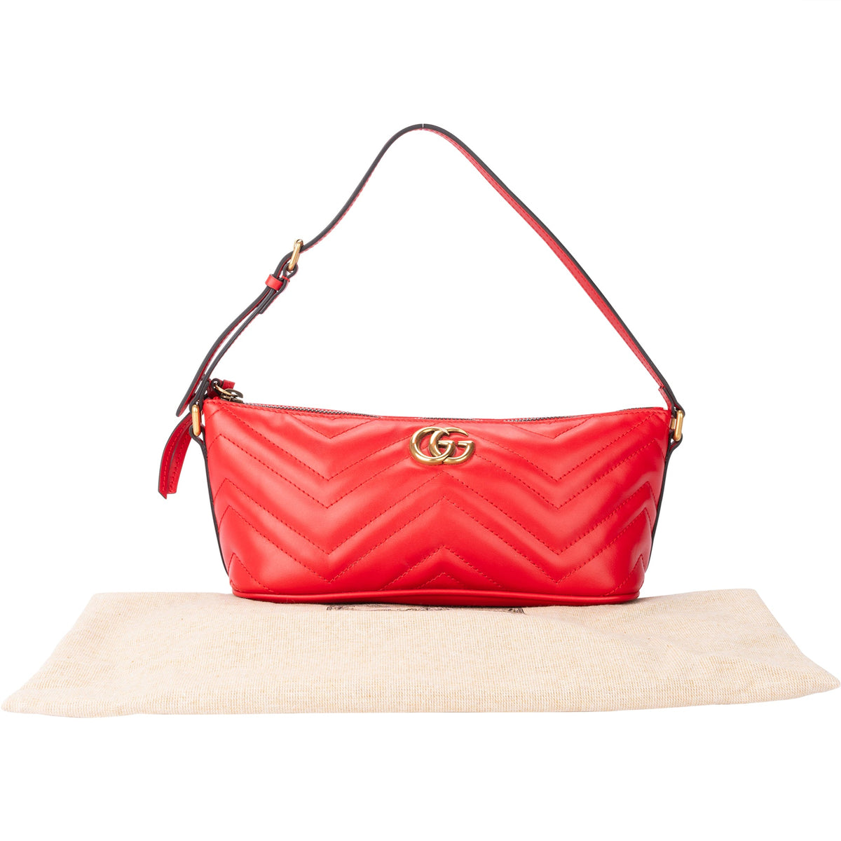 Borsa a spalla Marmont in pelle rossa Gucci