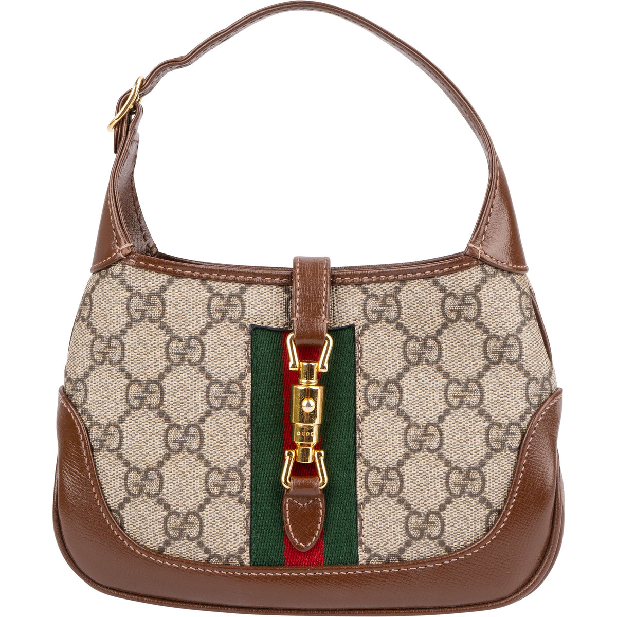Gucci GG Supreme Canvas Jackie 1961 Web Mini aus GG Supreme Canvas und Leder – Vorderansicht