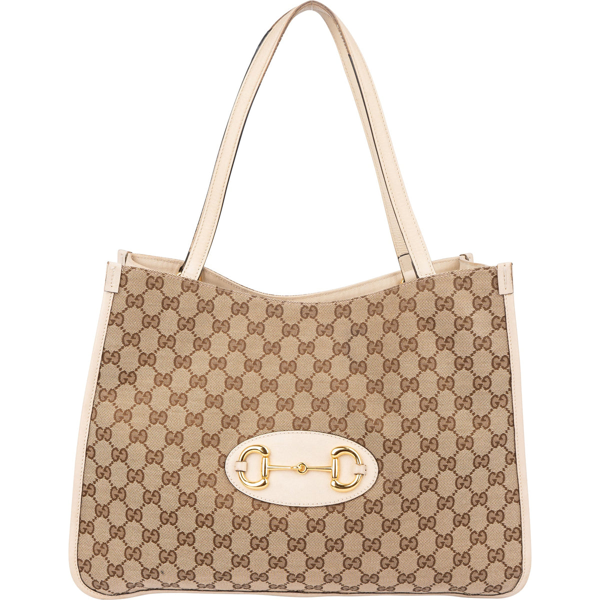 Gucci GG Monogram Horsebit aus Baumwolle und Leder – Vorderansicht