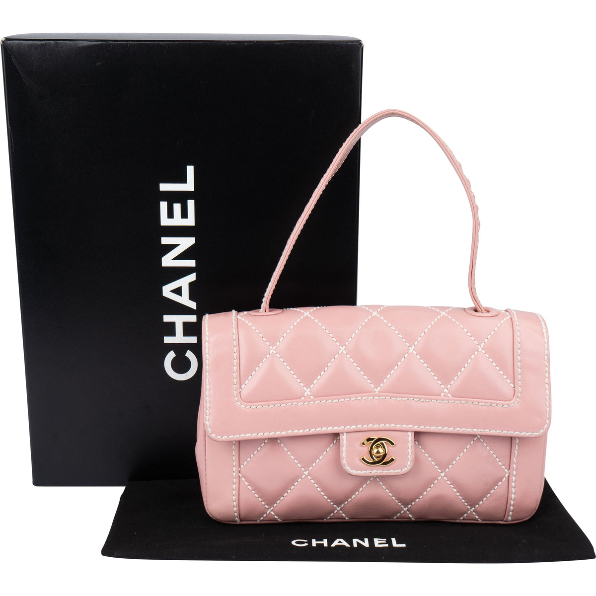 Chanel Quilted Lambskin 24K Gold Single Flap Handtas