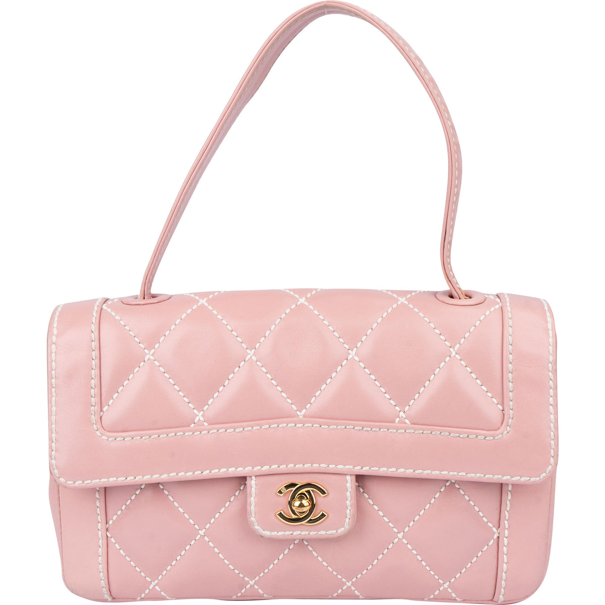 Chanel Quilted Lambskin 24K Gold Single Flap Handtas