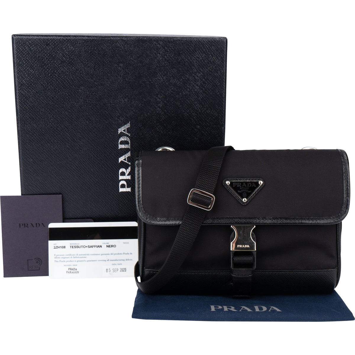 Mini sac bandoulière Prada en nylon à logo triangulaire
