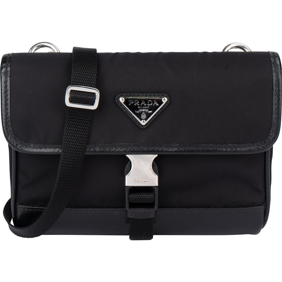 Mini sac bandoulière Prada en nylon à logo triangulaire