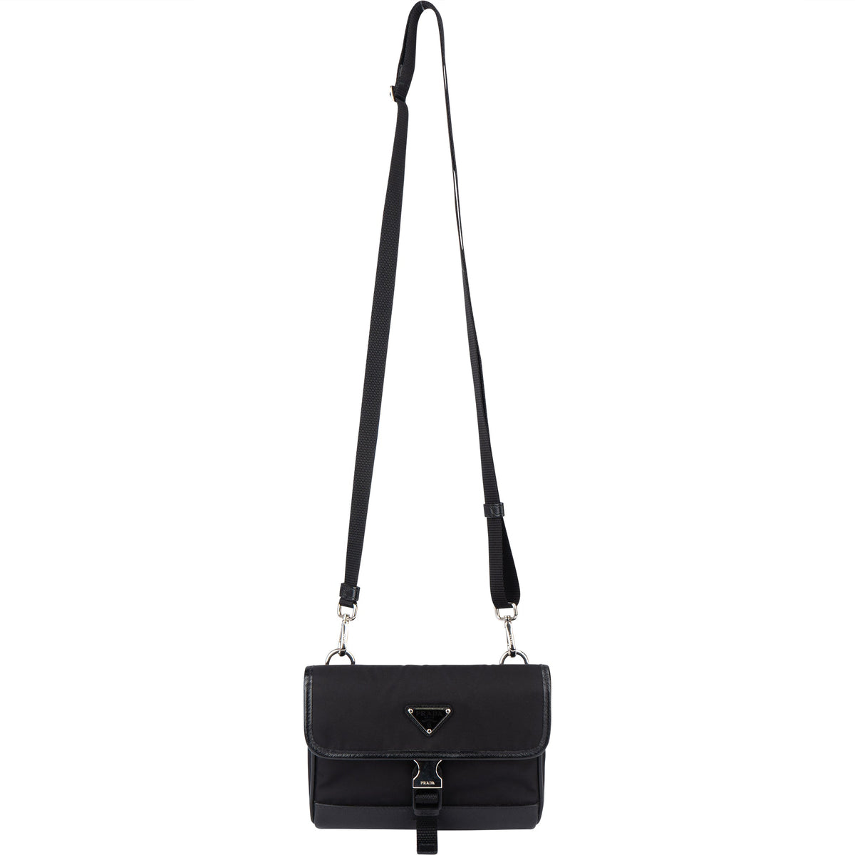 Mini sac bandoulière Prada en nylon à logo triangulaire