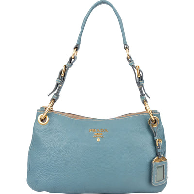 Prada Blue Leather Cleo Shoulder Bag