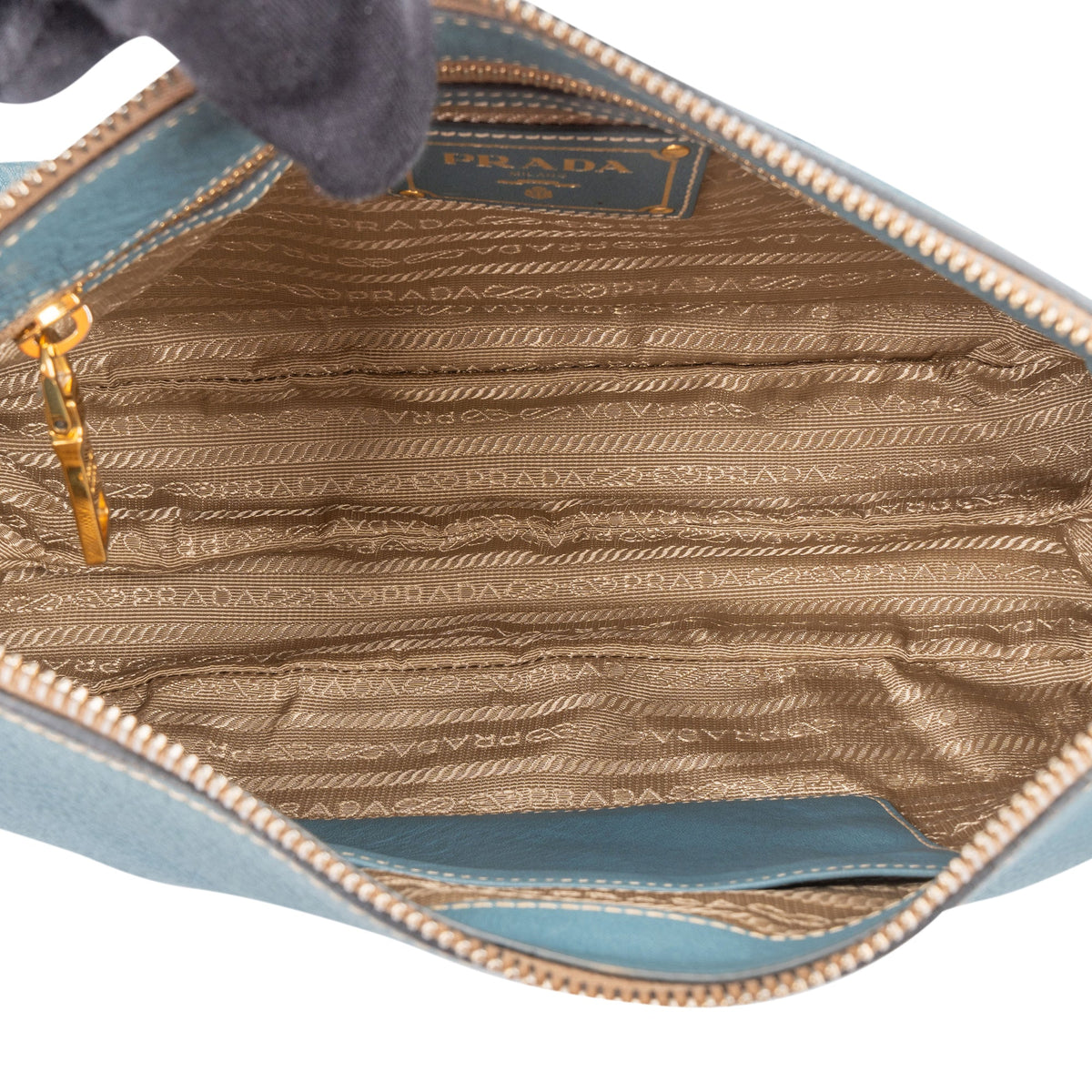Borsa a spalla Prada Cleo in pelle blu