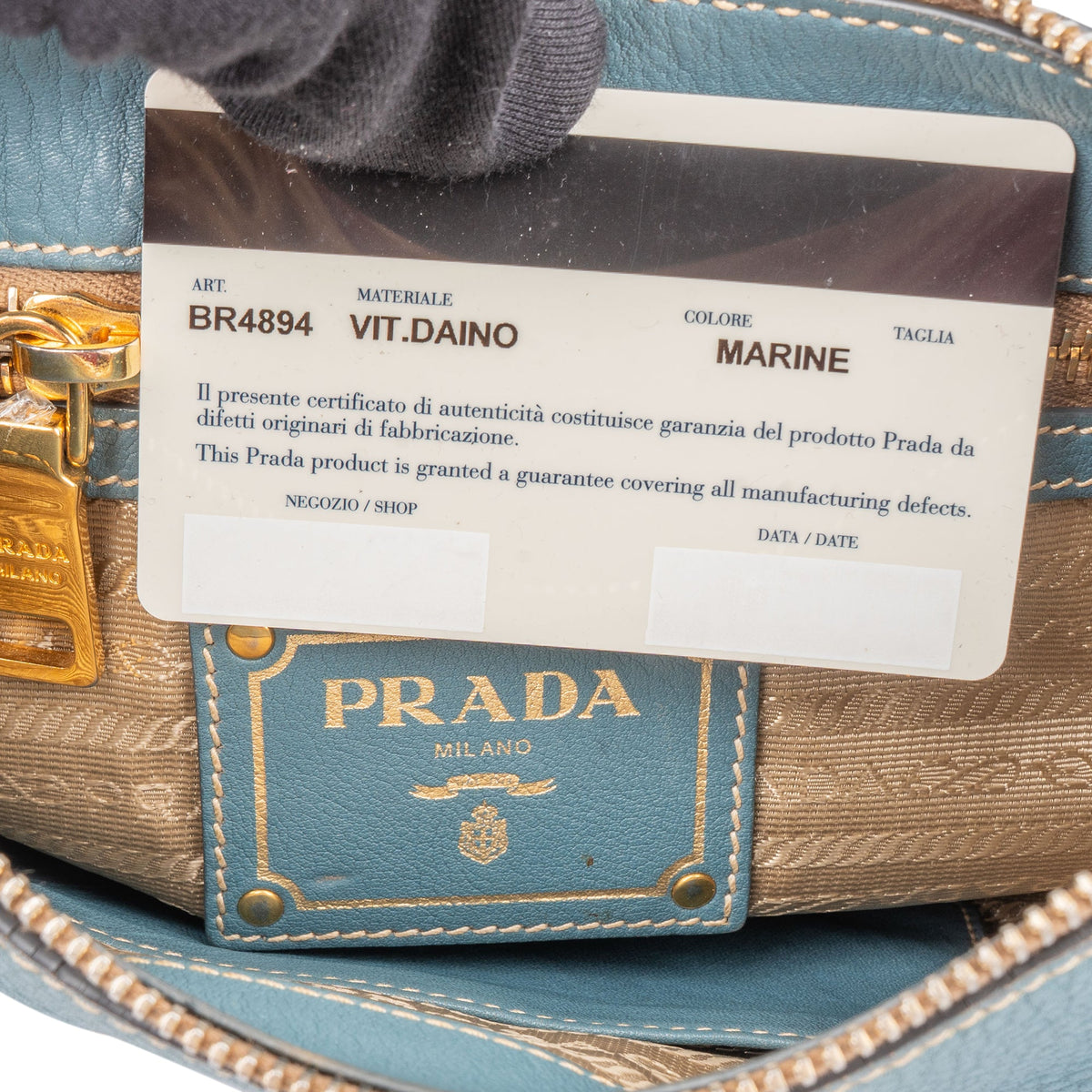 Borsa a spalla Prada Cleo in pelle blu