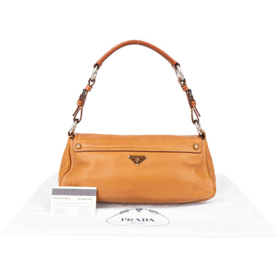 Prada Brown Leather Triangle Baguette Shoulder Bag