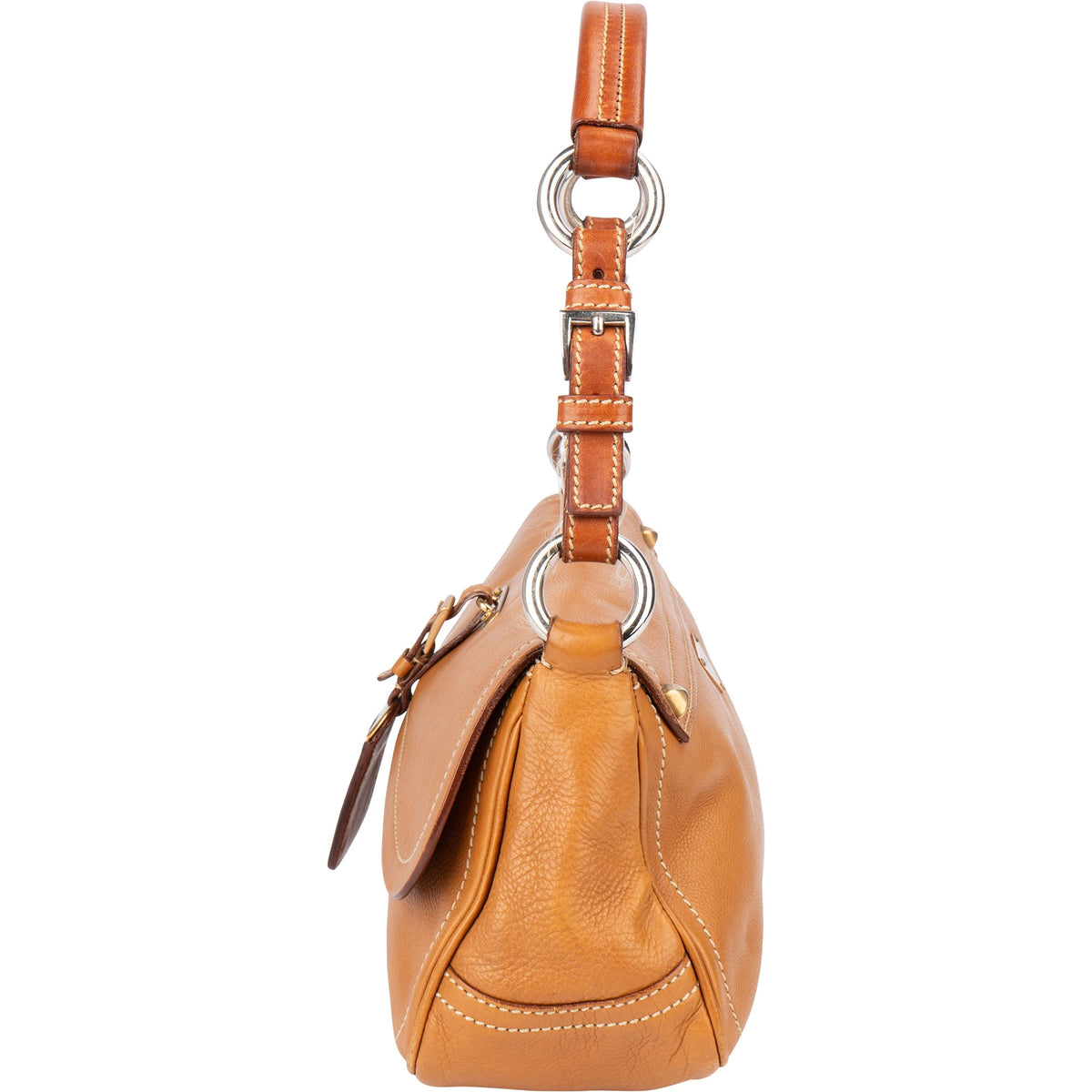 Prada Bruine Leren Triangle Baguette Schoudertas
