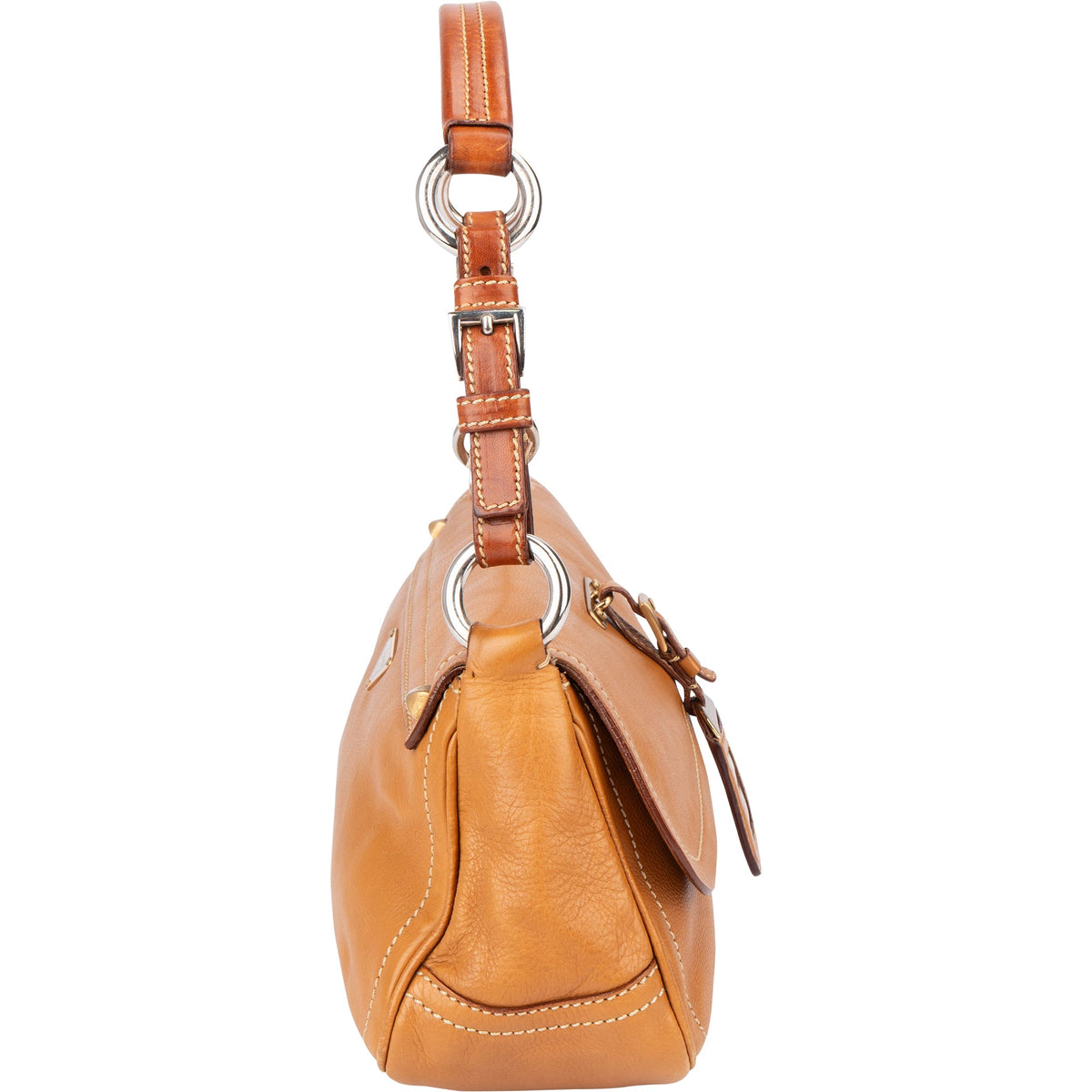Prada Bruine Leren Triangle Baguette Schoudertas