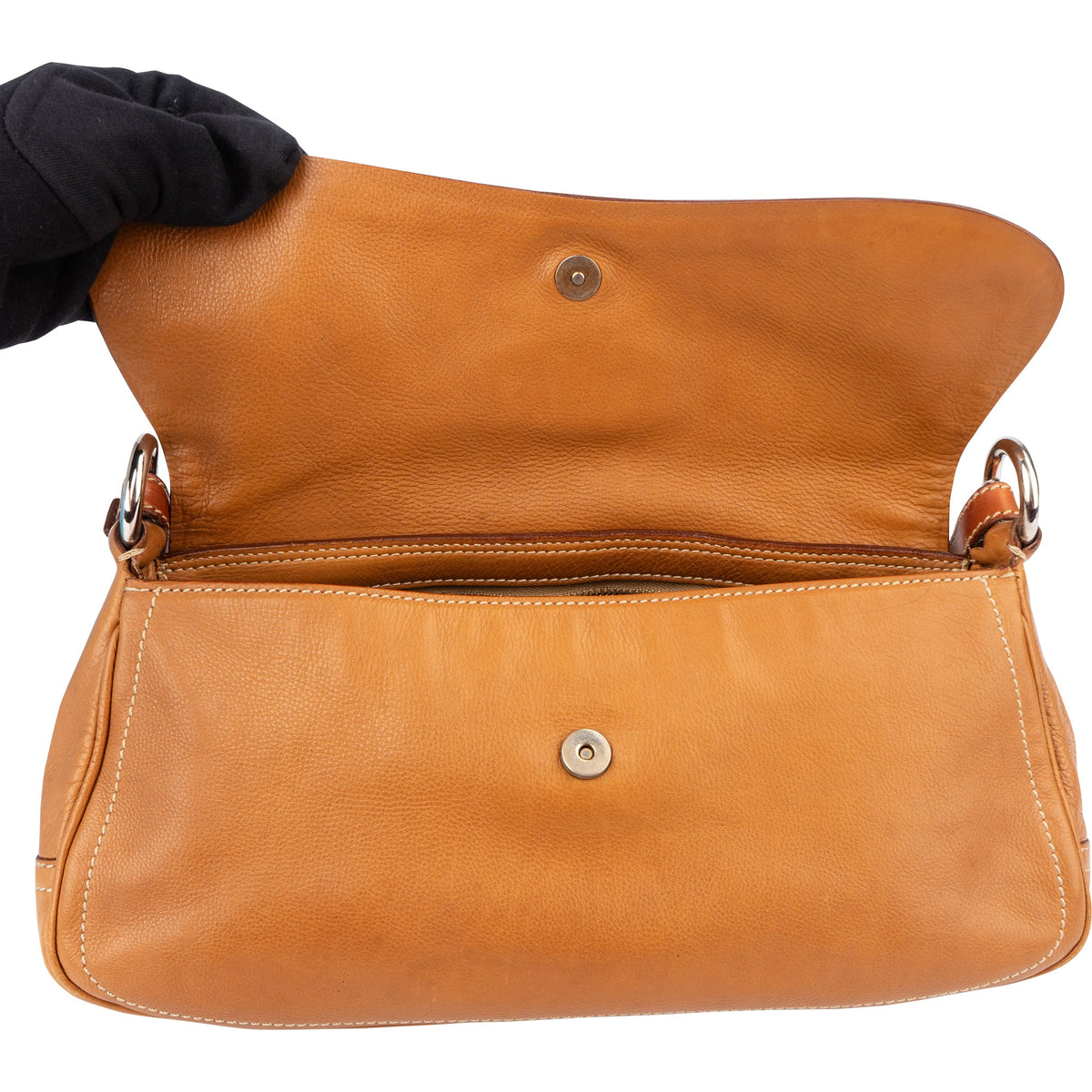 Prada Bruine Leren Triangle Baguette Schoudertas