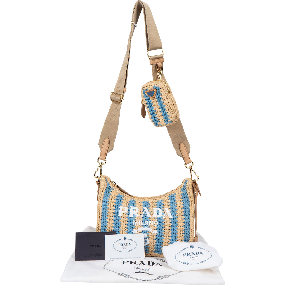 Prada Tricolor Raffia Re-Edition Crossbody Bag