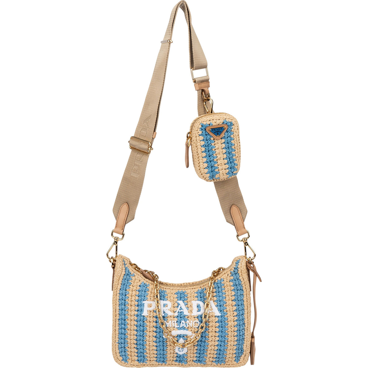 Prada Tricolor Raffia Re-Edition Crossbody Bag