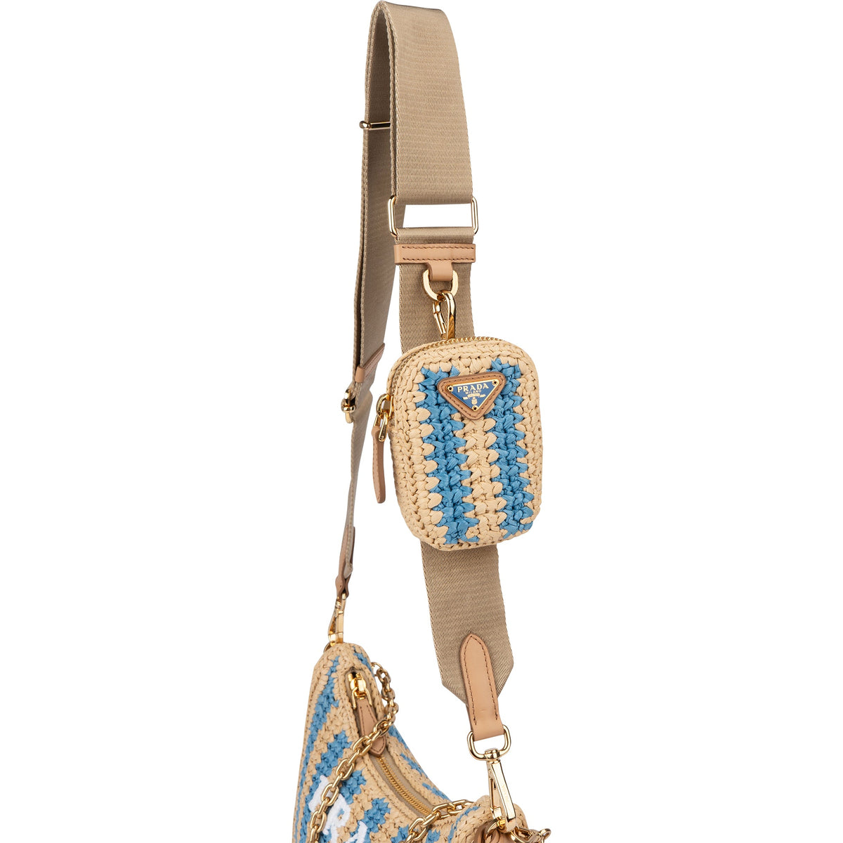 Prada Tricolor Raffia Re-Edition Crossbody Bag