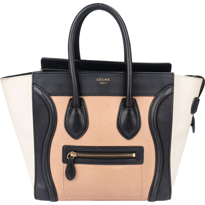 Céline Tricolor Leather Luggage Handbag