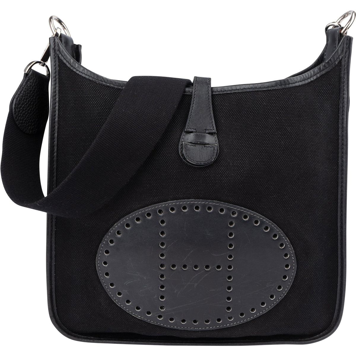 Bolso bandolera Hermès Evelyne PM clásico de algodón negro