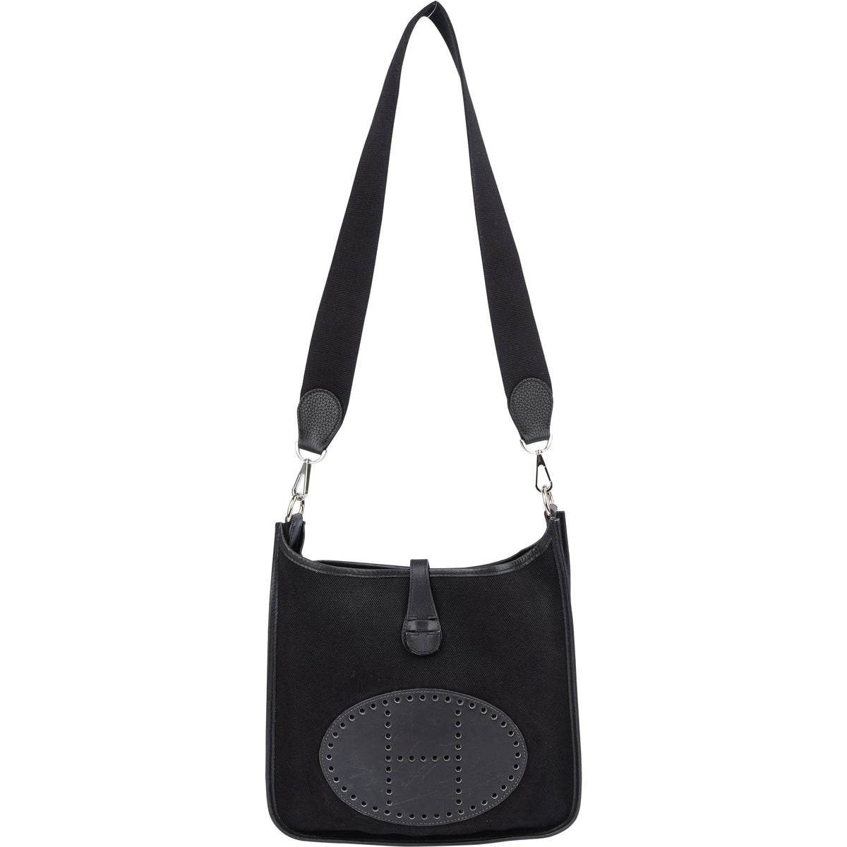 Bolso bandolera Hermès Evelyne PM clásico de algodón negro