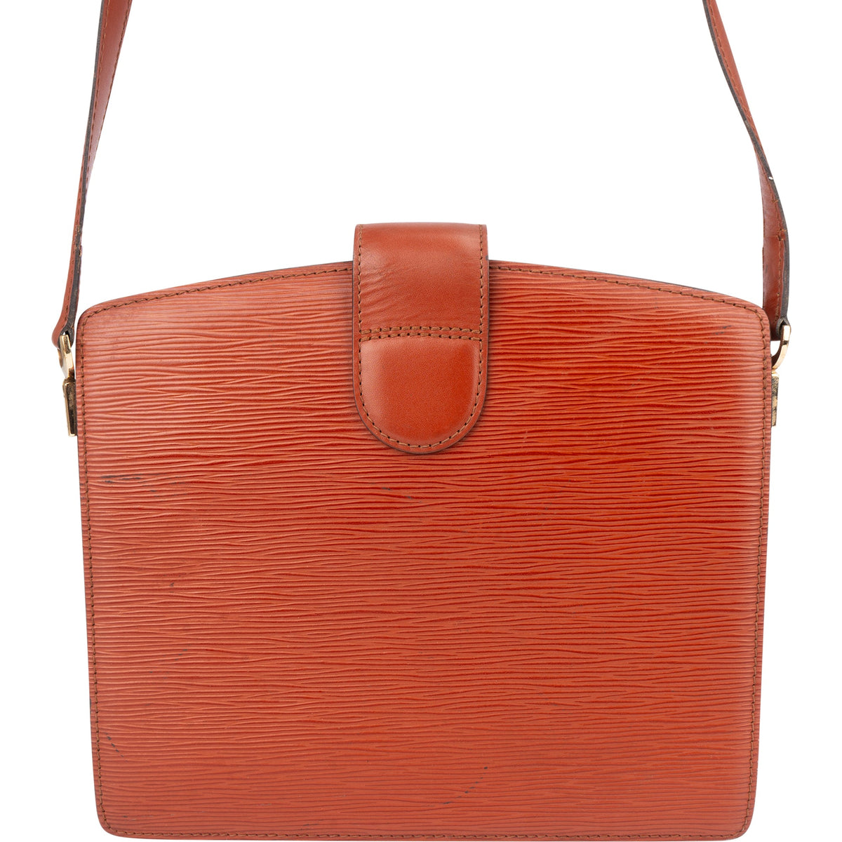 Borsa a tracolla Louis Vuitton Capucines in pelle Epi color cognac