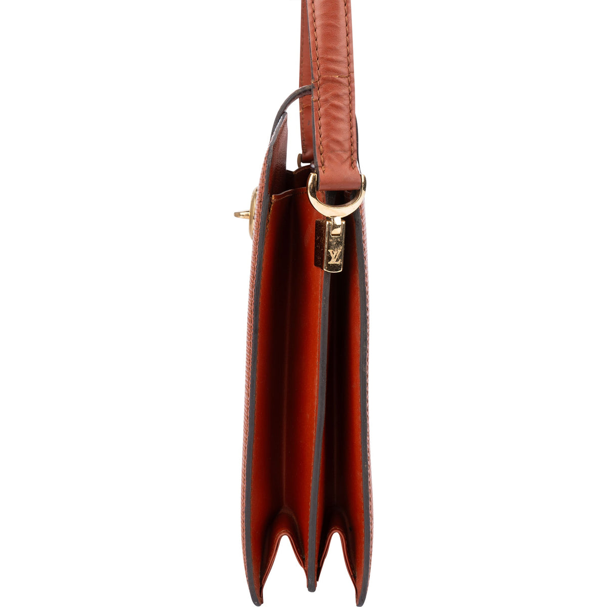 Borsa a tracolla Louis Vuitton Capucines in pelle Epi color cognac