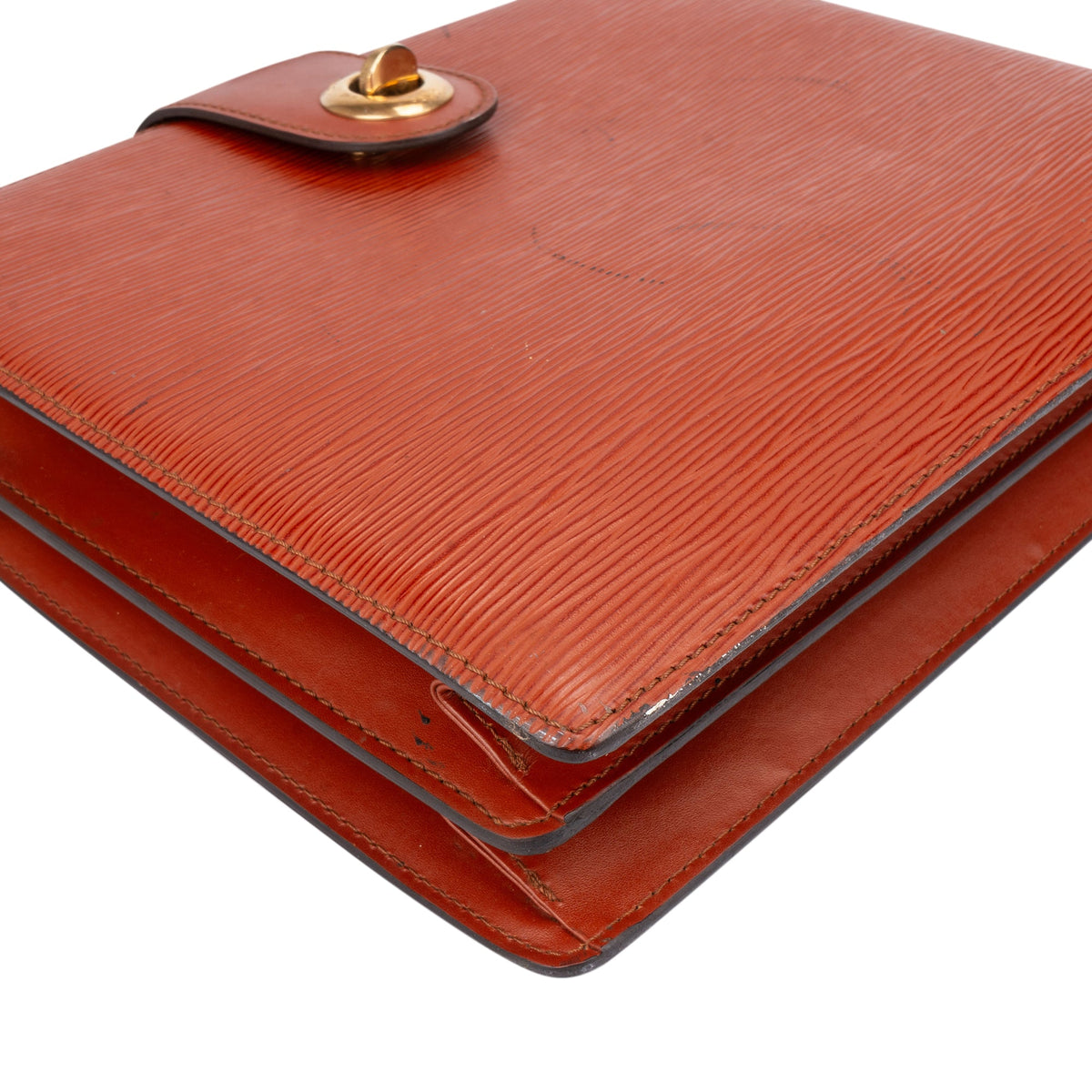 Borsa a tracolla Louis Vuitton Capucines in pelle Epi color cognac