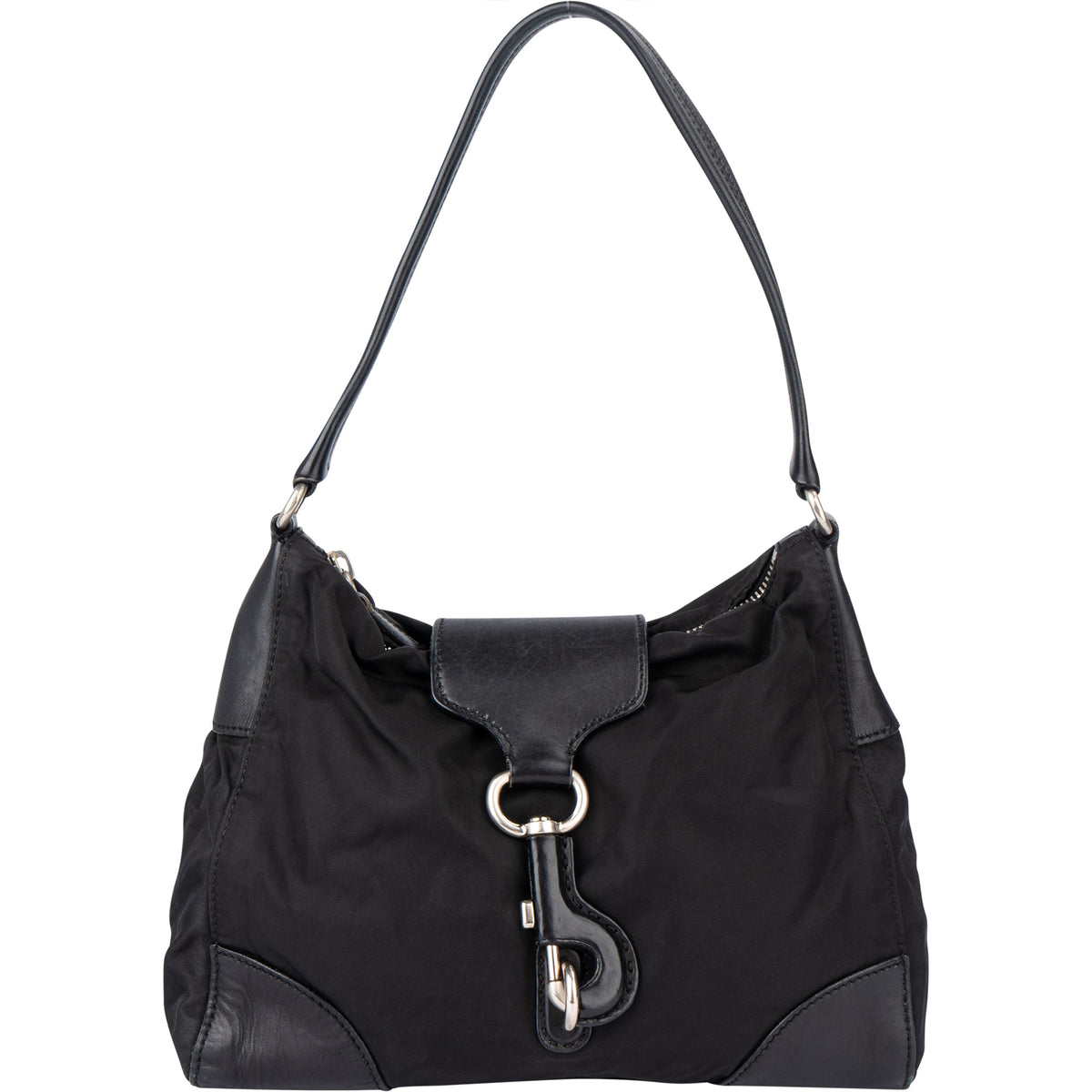 Prada Nylon Snap Link aus Baumwolle und Leder – Vorderansicht