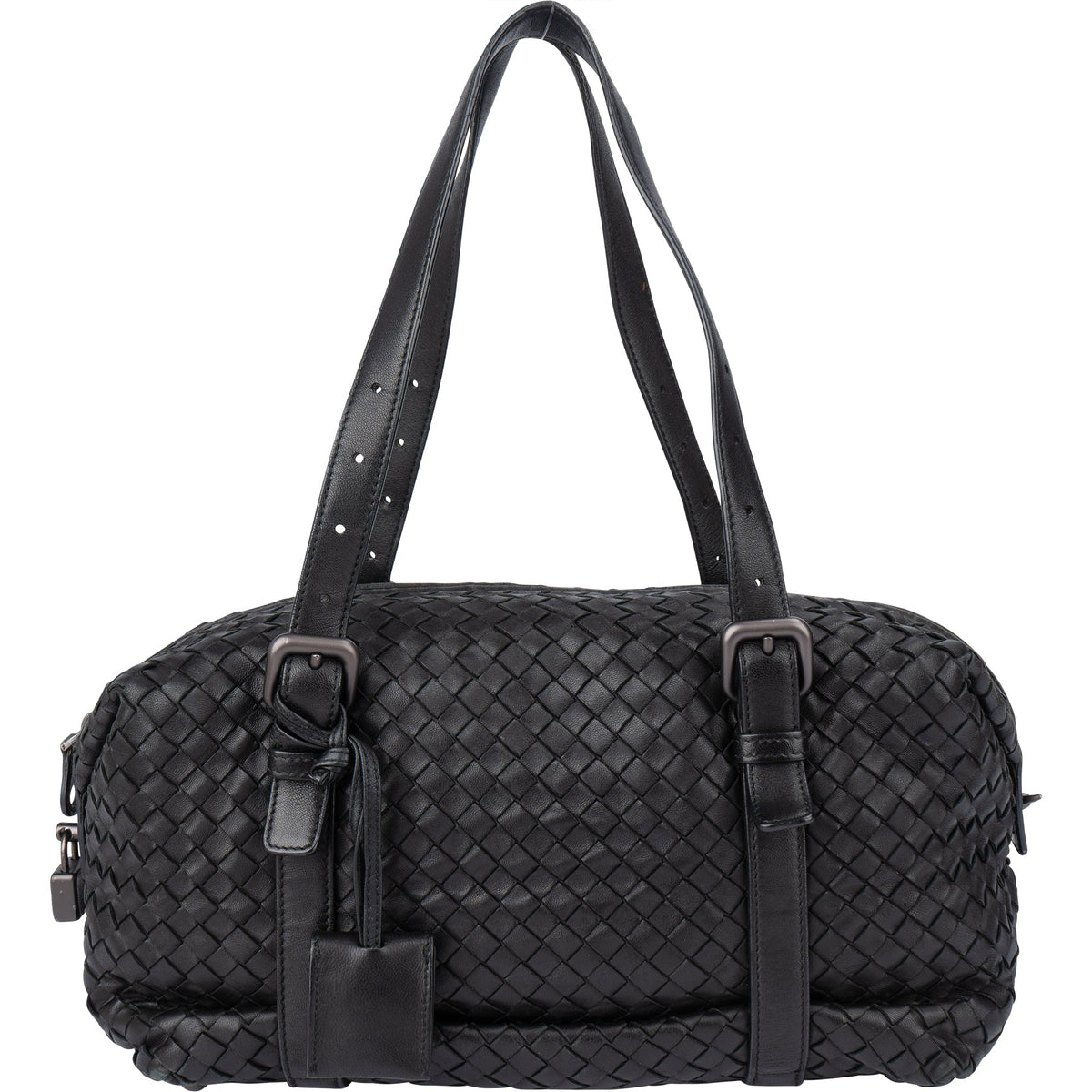 Bottega Veneta Schwarz Intrecciato aus Leder – Vorderansicht