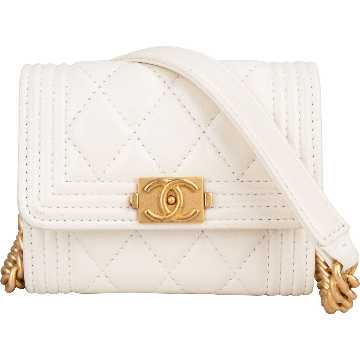 Chanel Box Micro Single Flap aus Caviar-Leder – Vorderansicht