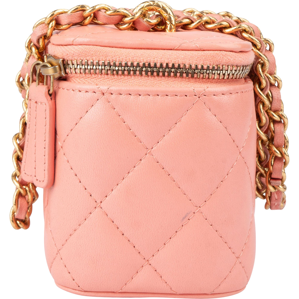 Sac Vanity Chanel à bandoulière en cuir d'agneau matelassé avec logo CC