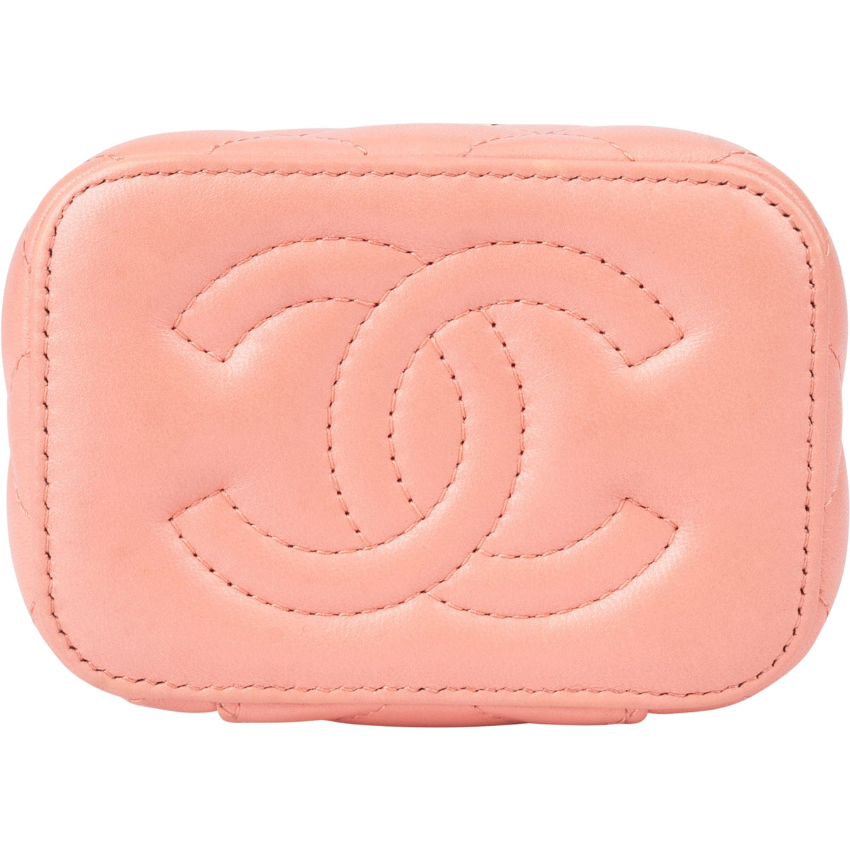 Sac Vanity Chanel à bandoulière en cuir d'agneau matelassé avec logo CC