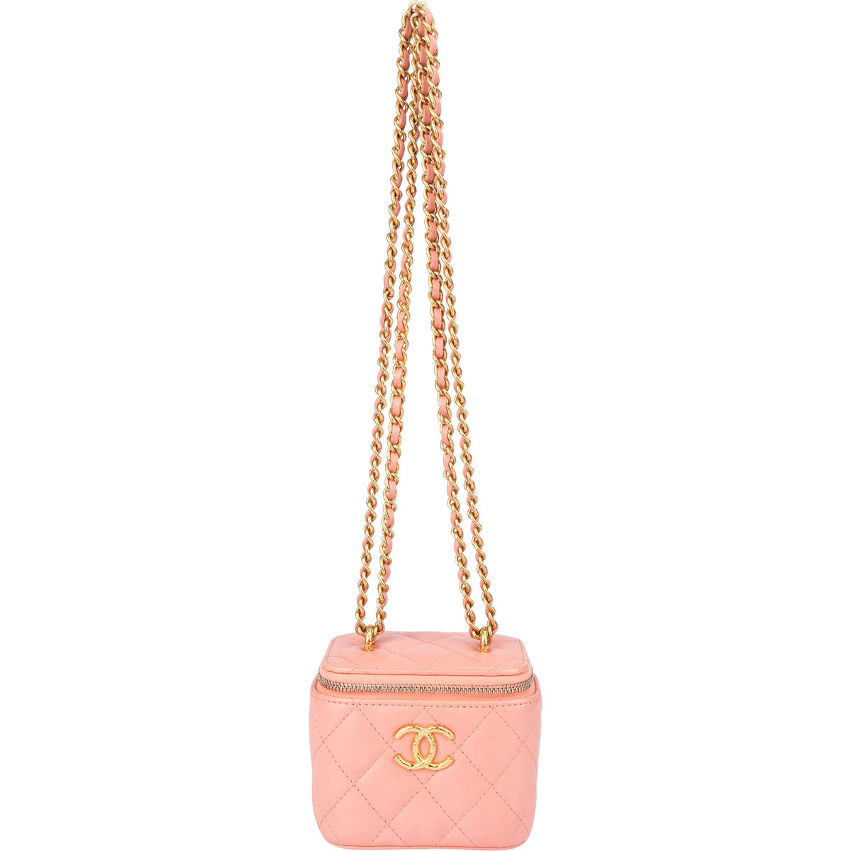Sac Vanity Chanel à bandoulière en cuir d'agneau matelassé avec logo CC