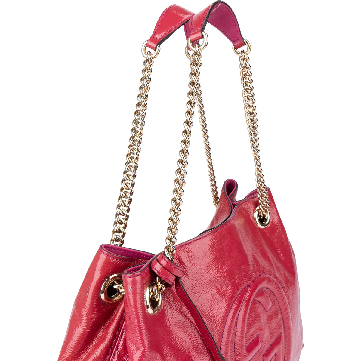 Sac à bandoulière Gucci GG Soho en cuir verni rose