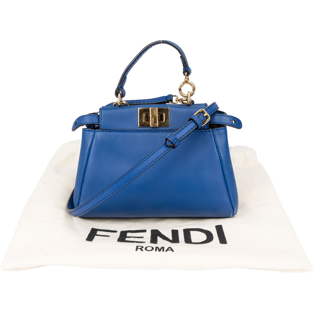 Fendi Peekaboo Mini Leder Blau, Bild 2 von 13