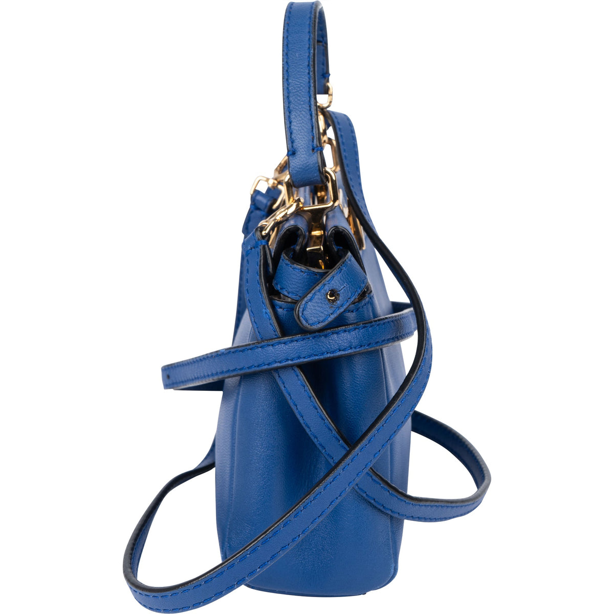 Fendi Mini Peekaboo aus blauem Leder – Ansicht 4
