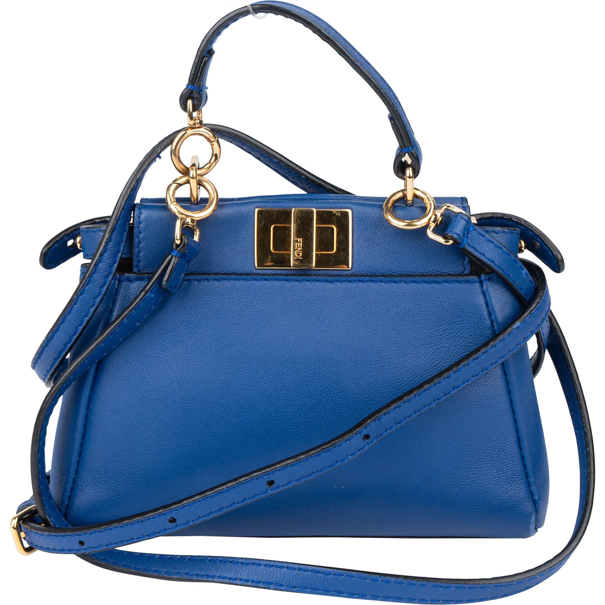 Fendi Mini Peekaboo aus blauem Leder – Ansicht 5