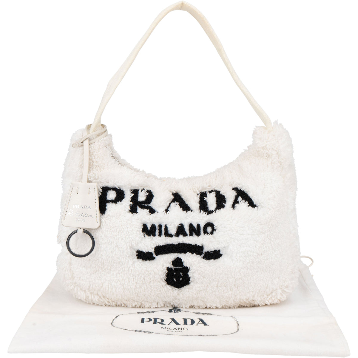 Borsa Prada Re-Edition in spugna bianca