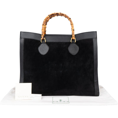 Gucci zwarte suède bamboe handtas