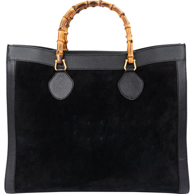 Gucci zwarte suède bamboe handtas