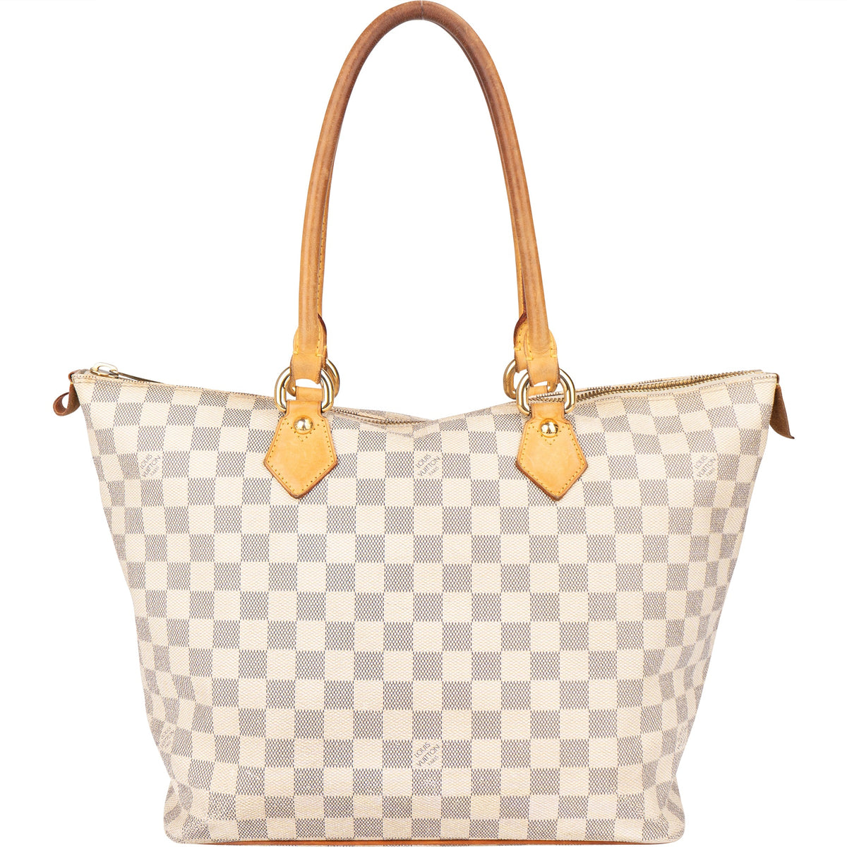 Louis Vuitton Damier Azur Saleya MM aus Canvas und Vachetta-Leder – Vorderansicht